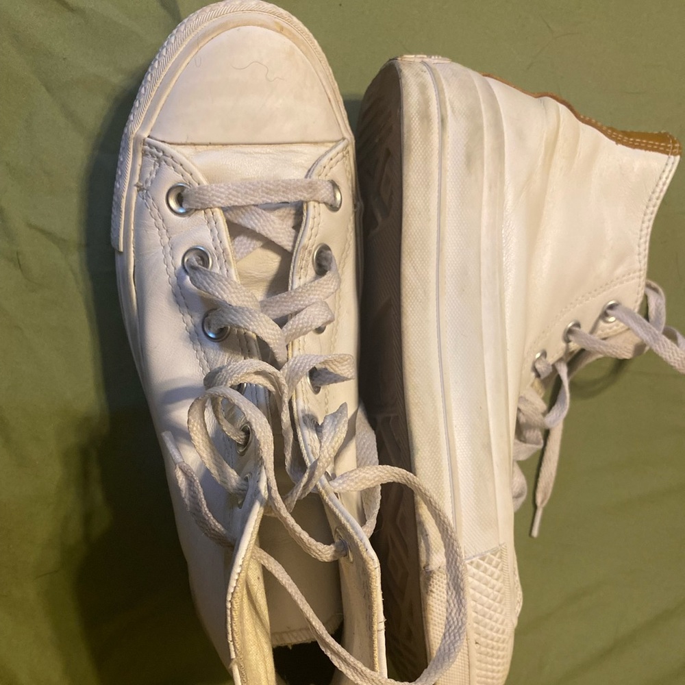 Custom white leather platform Converse All Star